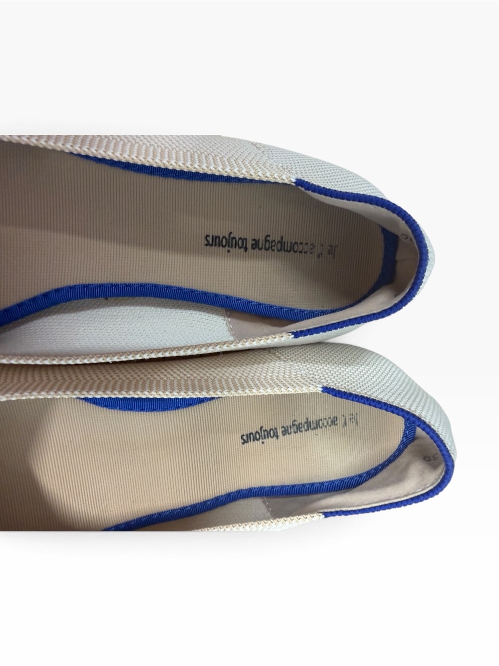 Je T’Accompagne Toujours Pointed Toe Knit Cap Toe Ballet Flats EU Size 39 Beige - Picture 5 of 10